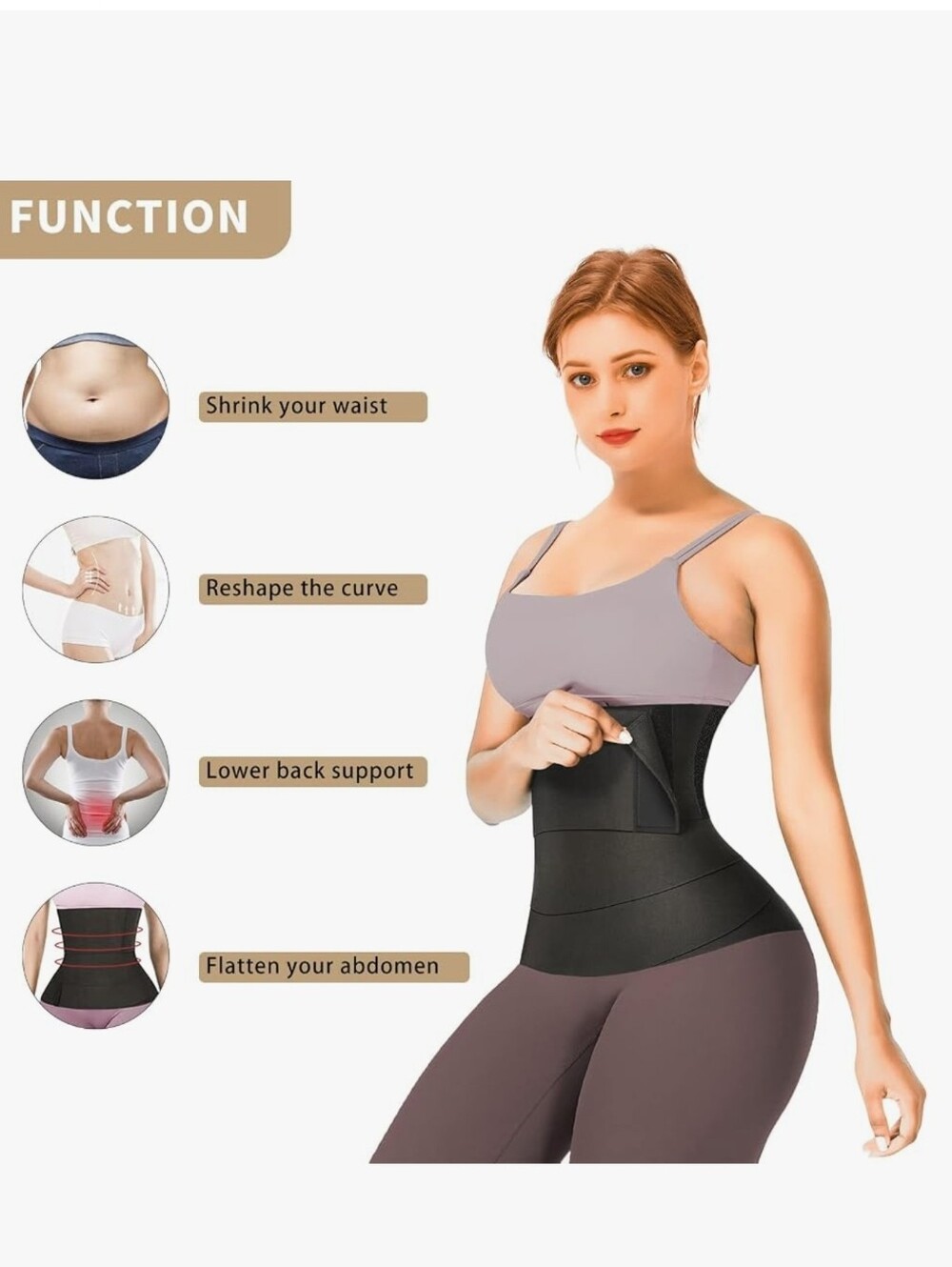 Bandage Wrap Waist Trainer Elastic Women's Black One Size 157 inches New - Picture 10 of 12